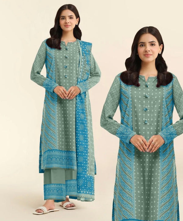 The 'Aquamarine Dream' Printed Lawn Suit